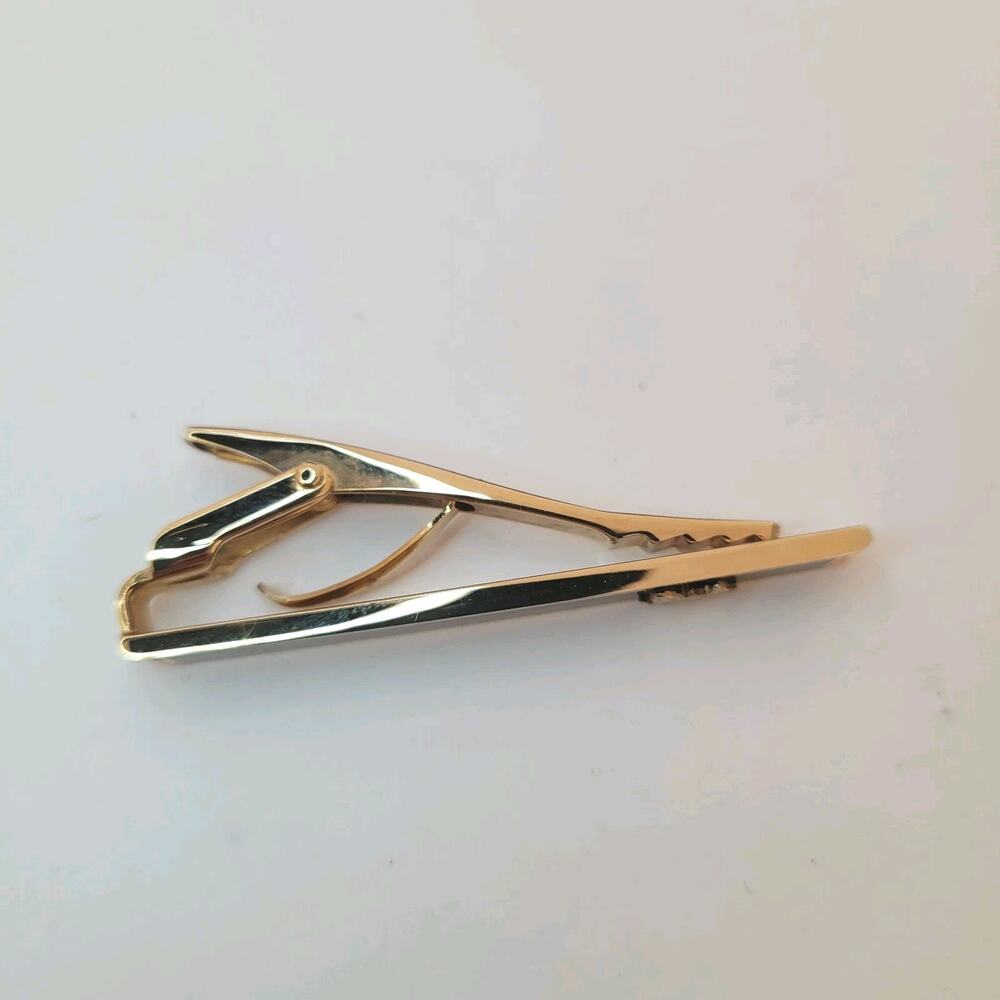 Celine Carrige Tie Bar Clip Clasp Rose Gold Black Onyx Tone 2in Logo Vintage - Picture 2 of 7